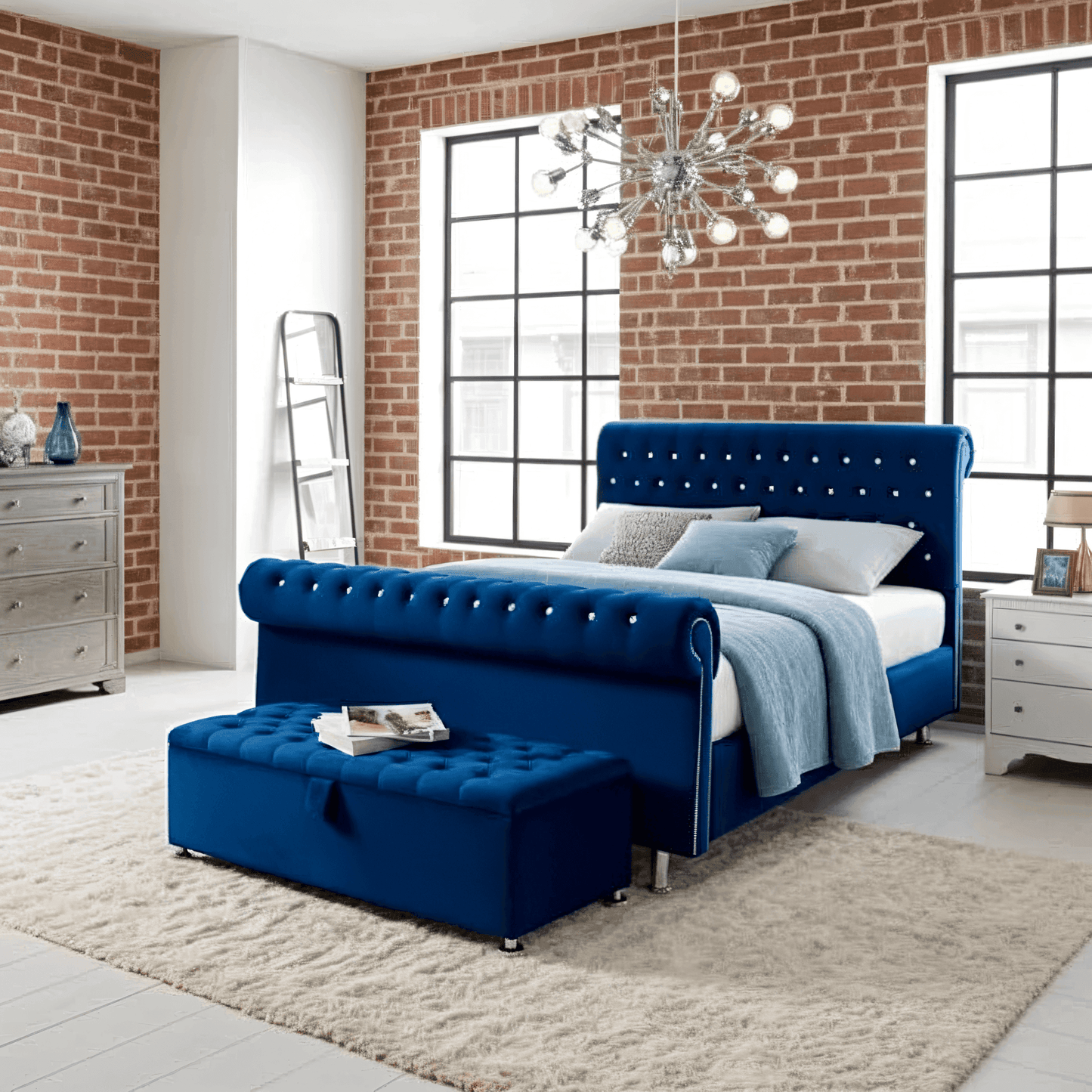Magma Stud Scroll Sleigh Bed Frame UK UK Beds Direct ltd