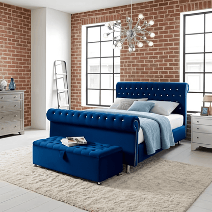 Magma Stud Scroll Sleigh Bed Frame UK UK Beds Direct ltd