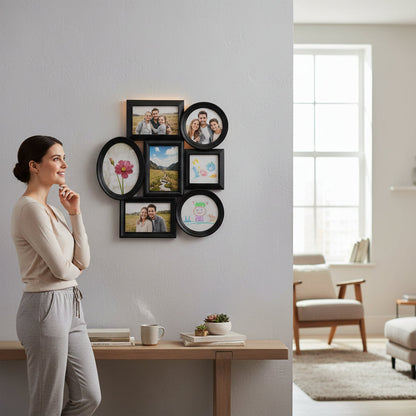 Maren Black Plain 7 Photo Multi-Frame House, Home & Garden