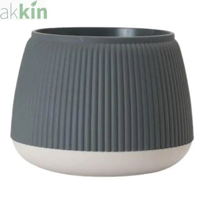 Margarita Indoor Decorative Plant Pot with Saucer 8.5" Grey & White AK Kin Garden Supplies