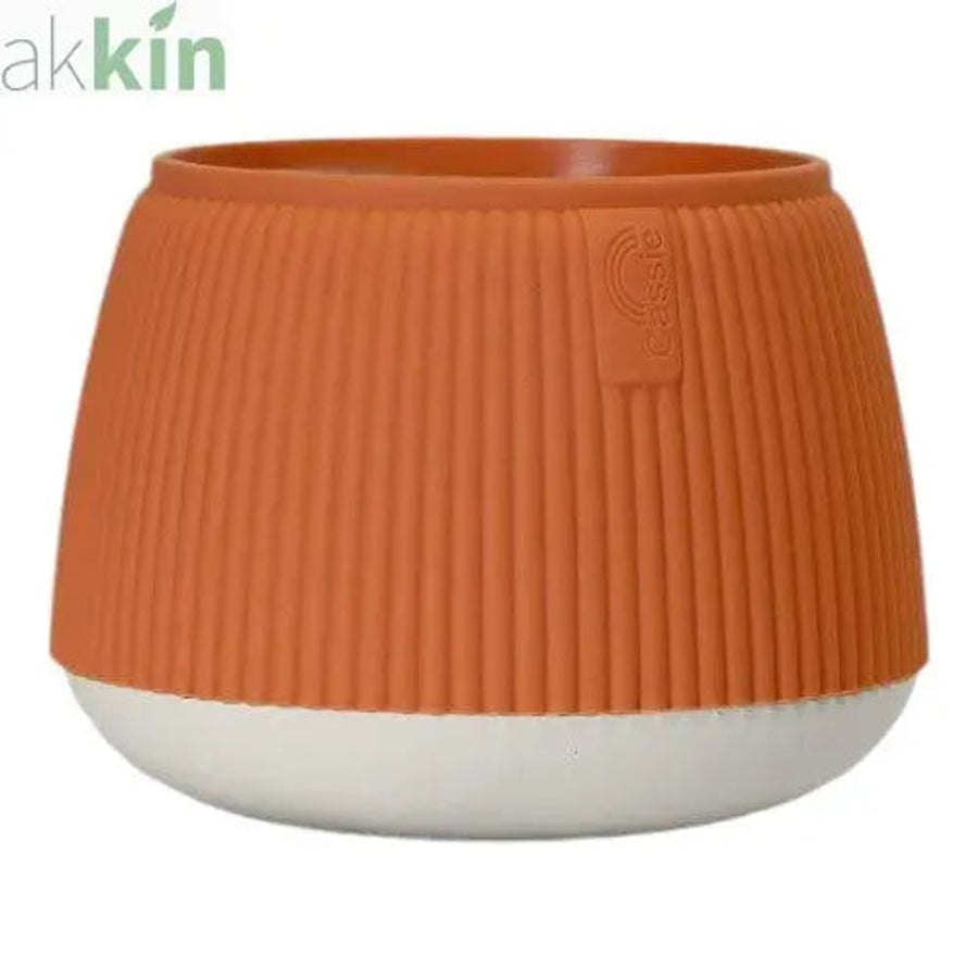 Margarita Indoor Decorative Plant Pot with Saucer 8.5" Terracotta & White AK Kin Garden Supplies