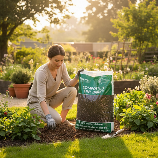 Melcourt Composted Fine Bark™ – Organic Soil Conditioner & Fine Bark Mulch (RHS Endorsed) 50lt AK Kin Garden Supplies
