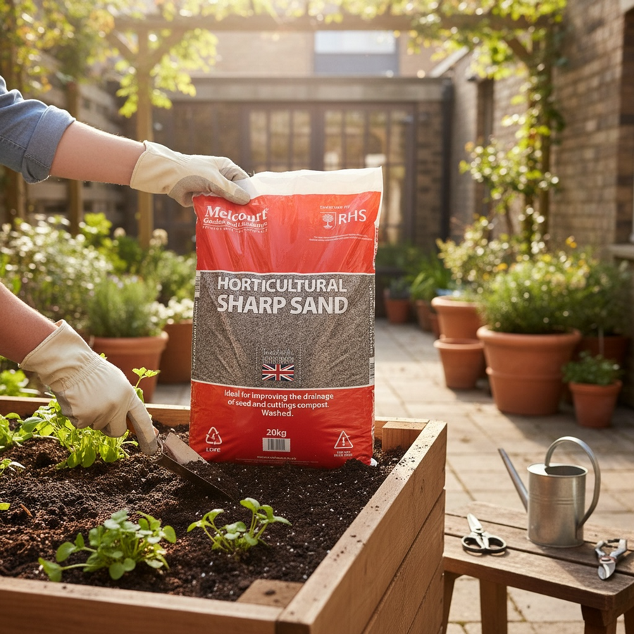 Melcourt Horticultural Sharp Sand – Washed (20kg, RHS Endorsed) AK Kin Garden Supplies