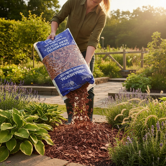 Melcourt Ornamental Bark Mulch™ – Premium Chunky Decorative Bark (RHS Endorsed) 60 Litre AK Kin Garden Supplies