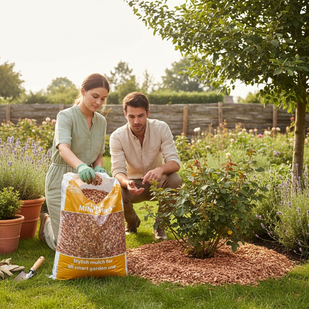 Melcourt Pine Mini Chips™ – Decorative Mulch for Smart Garden Use (RHS Endorsed) 60lt AK Kin Garden Supplies