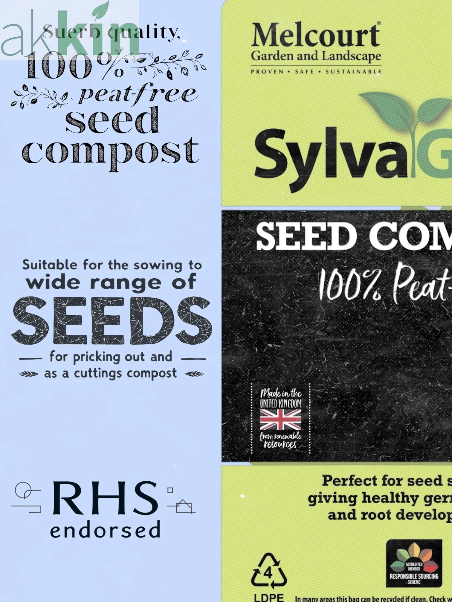 Melcourt RHS Endorsed Sylvagrow Peat Free Seed Compost 15lt Carry Bag AK Kin Garden Supplies