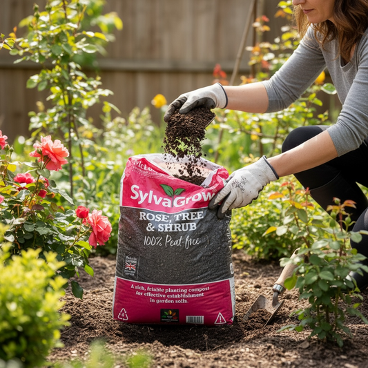 Melcourt SylvaGrow Rose, Tree & Shrub Compost – 100% Peat Free (RHS Endorsed) 40lt AK Kin Garden Supplies