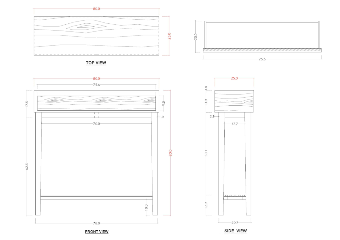 Melia Light Oak Console and Hallway Table with One Drawer Fishe and Lilly