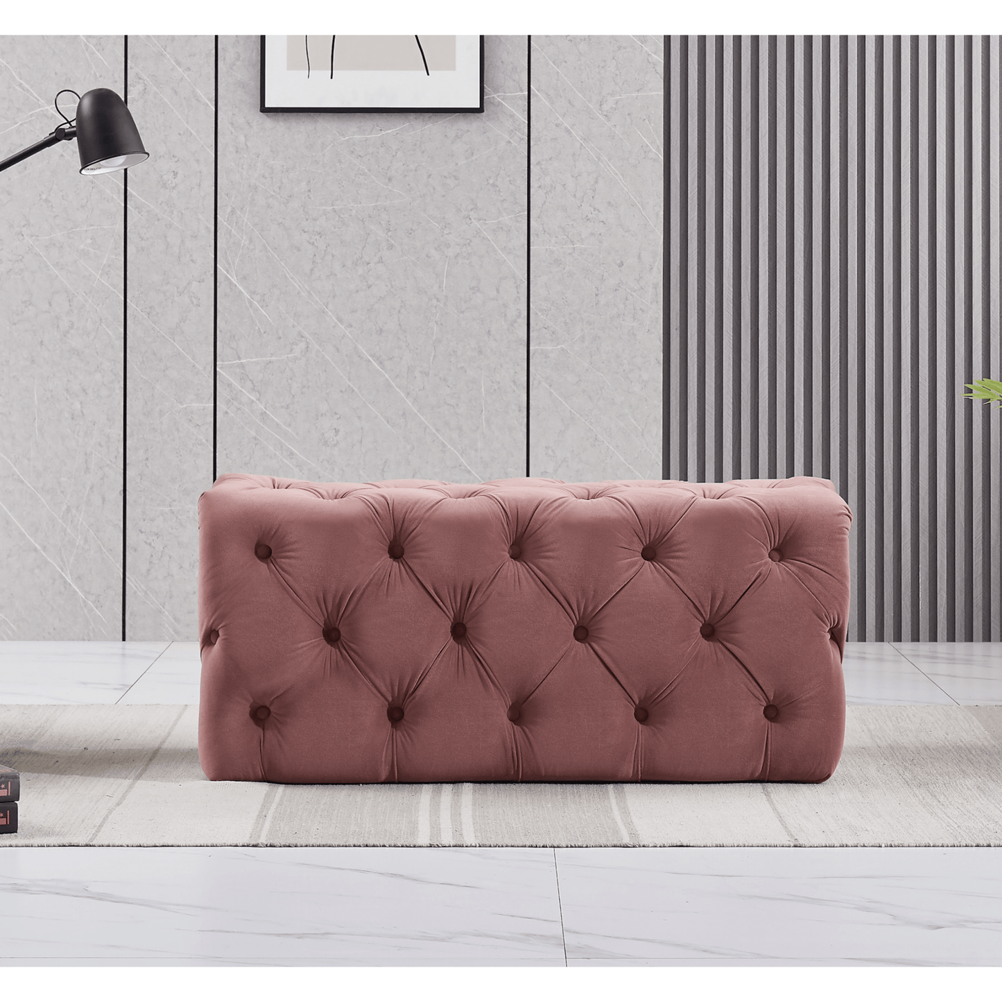 Melia Velvet Ottoman Bench PN Home