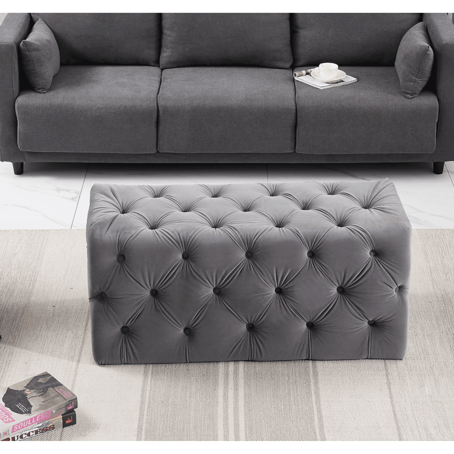 Melia Velvet Ottoman Bench PN Home