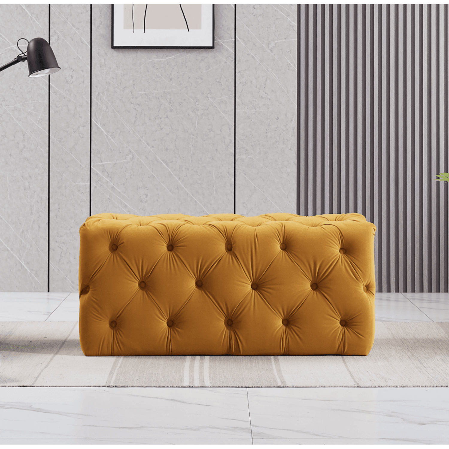 Melia Velvet Ottoman Bench PN Home