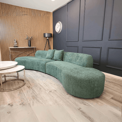 Miami Curved Cinema Boucle Sofa UK Beds Direct ltd