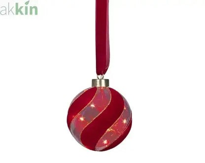 Micro LED Red Christmas Tree Ball Hanging Ornament Steady Warm Light Indoor AK Kin Garden Supplies