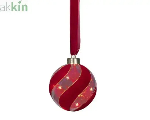Micro LED Red Christmas Tree Ball Hanging Ornament Steady Warm Light Indoor AK Kin Garden Supplies