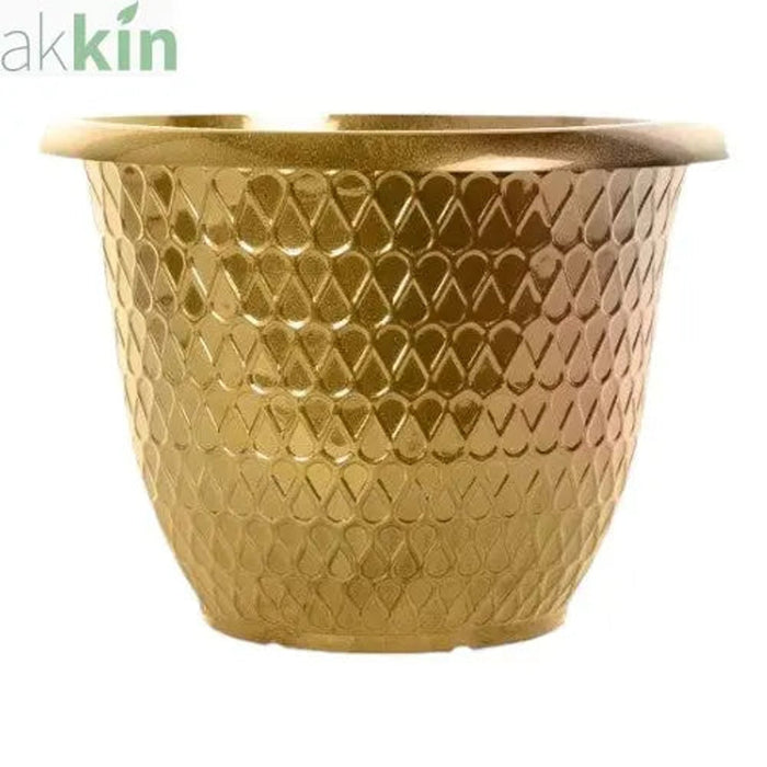 Minerva Plastic Planter 12.5' High Gloss Gold AK Kin Garden Supplies