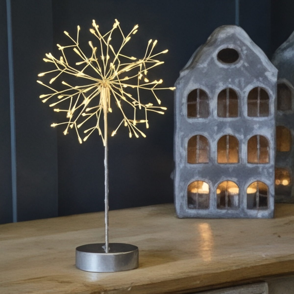Mini Table Dandelion Indoor Light Lamp 27cm Silver House, Home & Garden