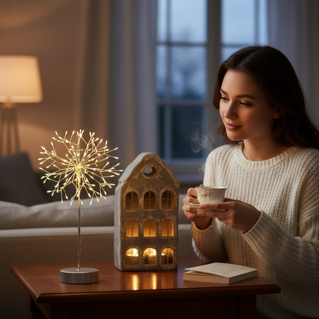 Mini Table Dandelion Indoor Light Lamp 27cm Silver House, Home & Garden