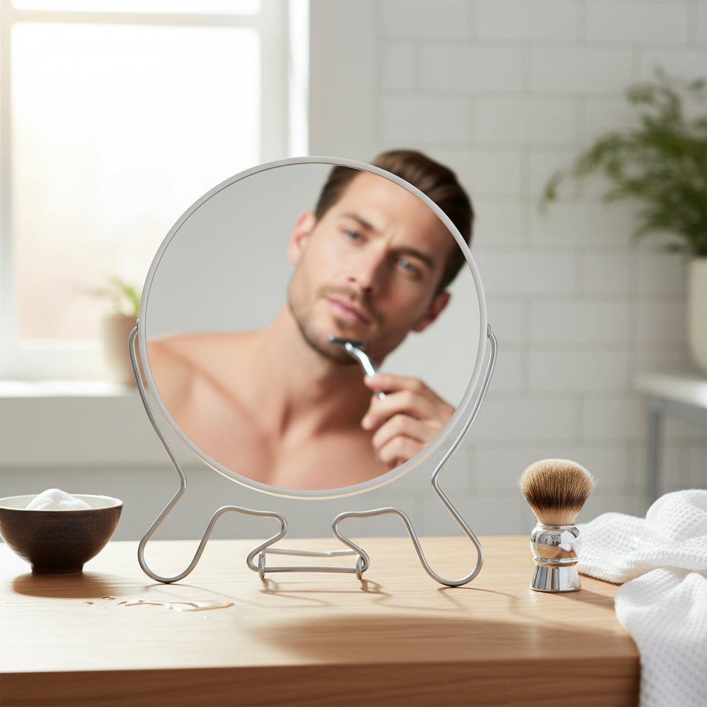 Mison White Metal Large Shaving Mirror House, Home & Garden