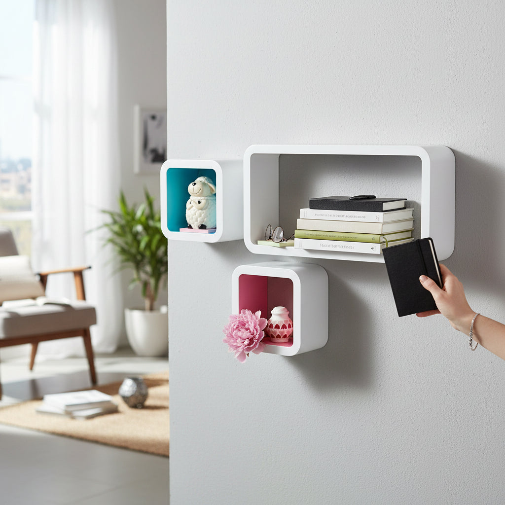 Modern Wall-Mounted Cube Shelf Set House, Home & Garden