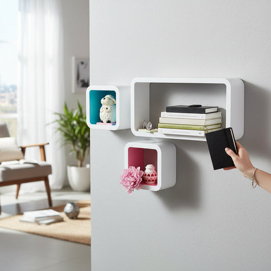 Modern Wall-Mounted Cube Shelf Set House, Home & Garden