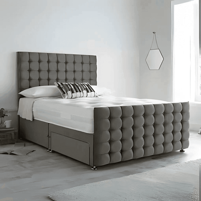 Monaco Divan Bed-Tailored Finish with Matching Headboard UK Beds Direct ltd