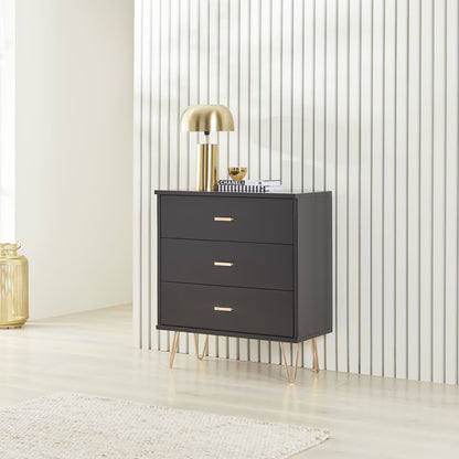 Monroe Solid Wood Black Chest of 3 Drawers Fishe and Lilly
