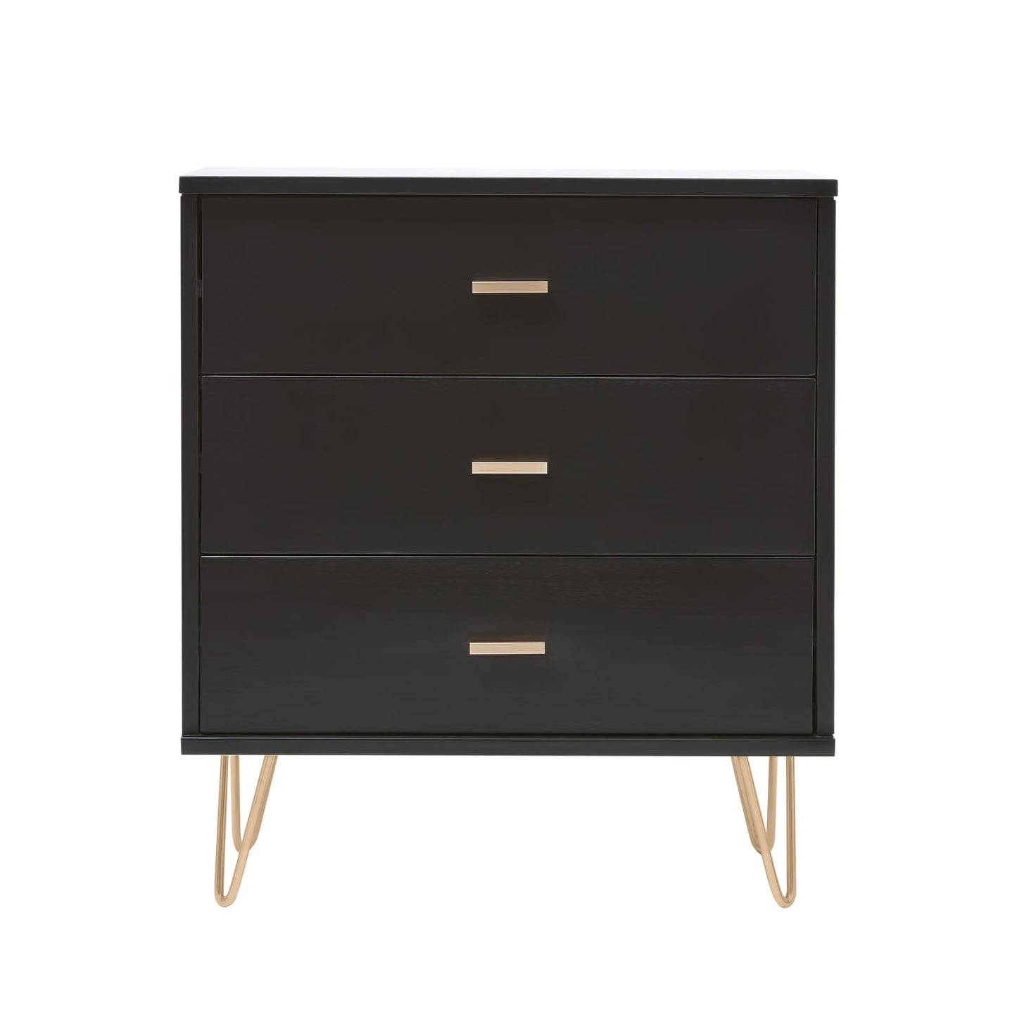 Monroe Solid Wood Black Chest of 3 Drawers Fishe and Lilly
