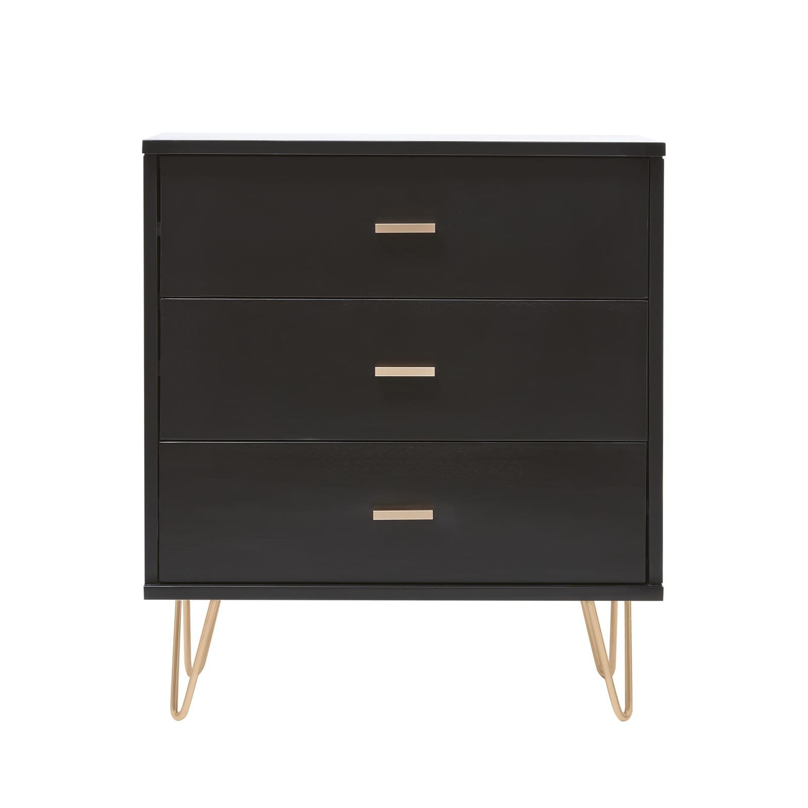 Monroe Solid Wood Black Chest of 3 Drawers Fishe and Lilly