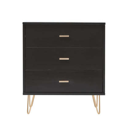 Monroe Solid Wood Black Chest of 3 Drawers Fishe and Lilly