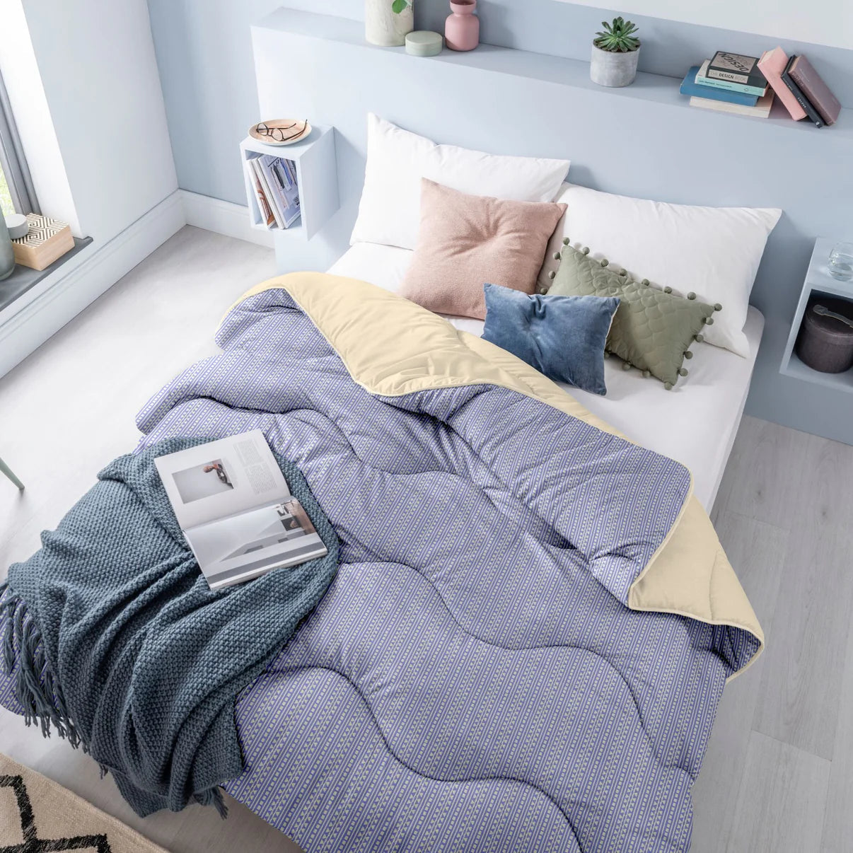 NIGHT LARK® BOHEMIAN GEO STRIPE COVERLESS DUVET - KIN SIZE 10.5 tog - SUNSET YELLOW House, Home & Garden