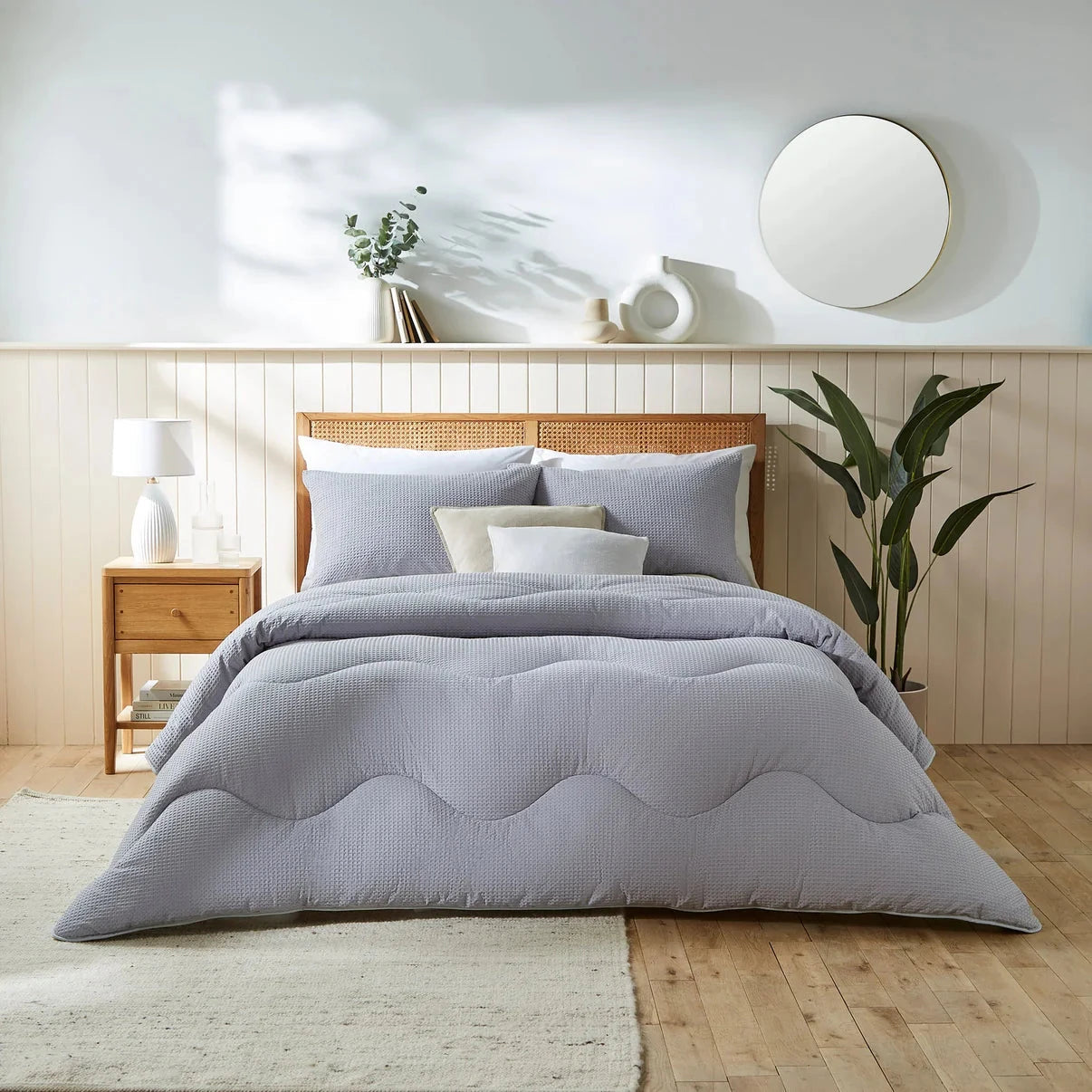 NIGHT OWL® - NATURAL COTTON WAFFLE COVERLESS DUVET - DOUBLE 10.5 tog - GREY House, Home & Garden