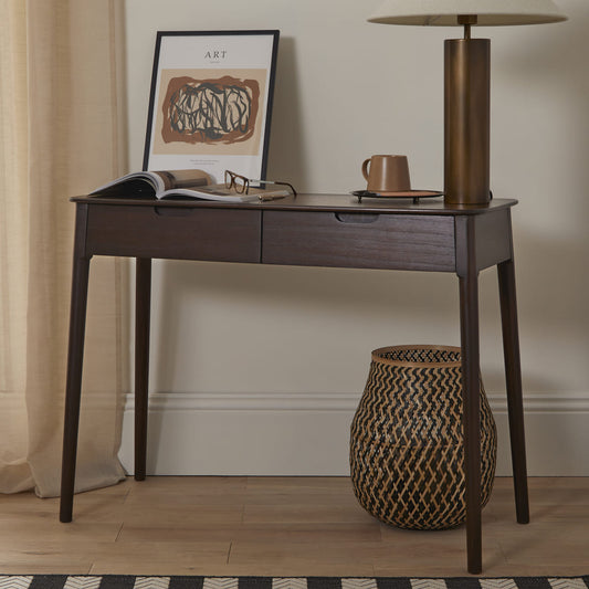 Norway 2 Drawer Walnut Console Table Fishe and Lilly
