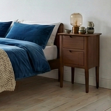 Norway Narrow Dark Walnut Bedside Table