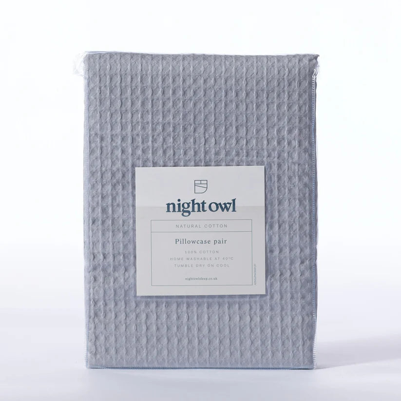 Night Lark® Natural 100% Cotton Waffle Pair of Pillowcases - Grey House, Home & Garden