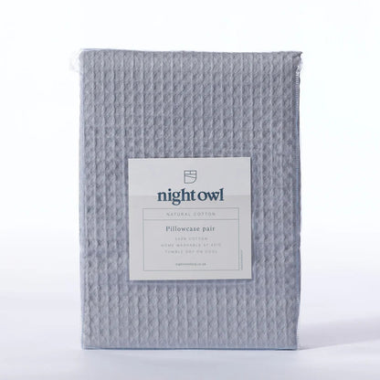 Night Lark® Natural 100% Cotton Waffle Pair of Pillowcases - Grey House, Home & Garden