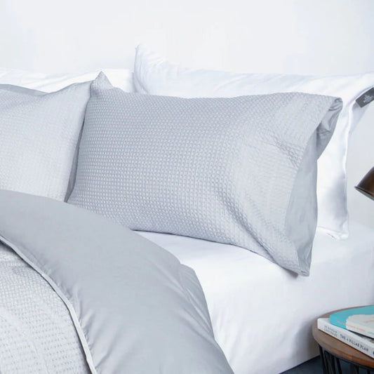 Night Lark® Natural 100% Cotton Waffle Pair of Pillowcases - Grey House, Home & Garden
