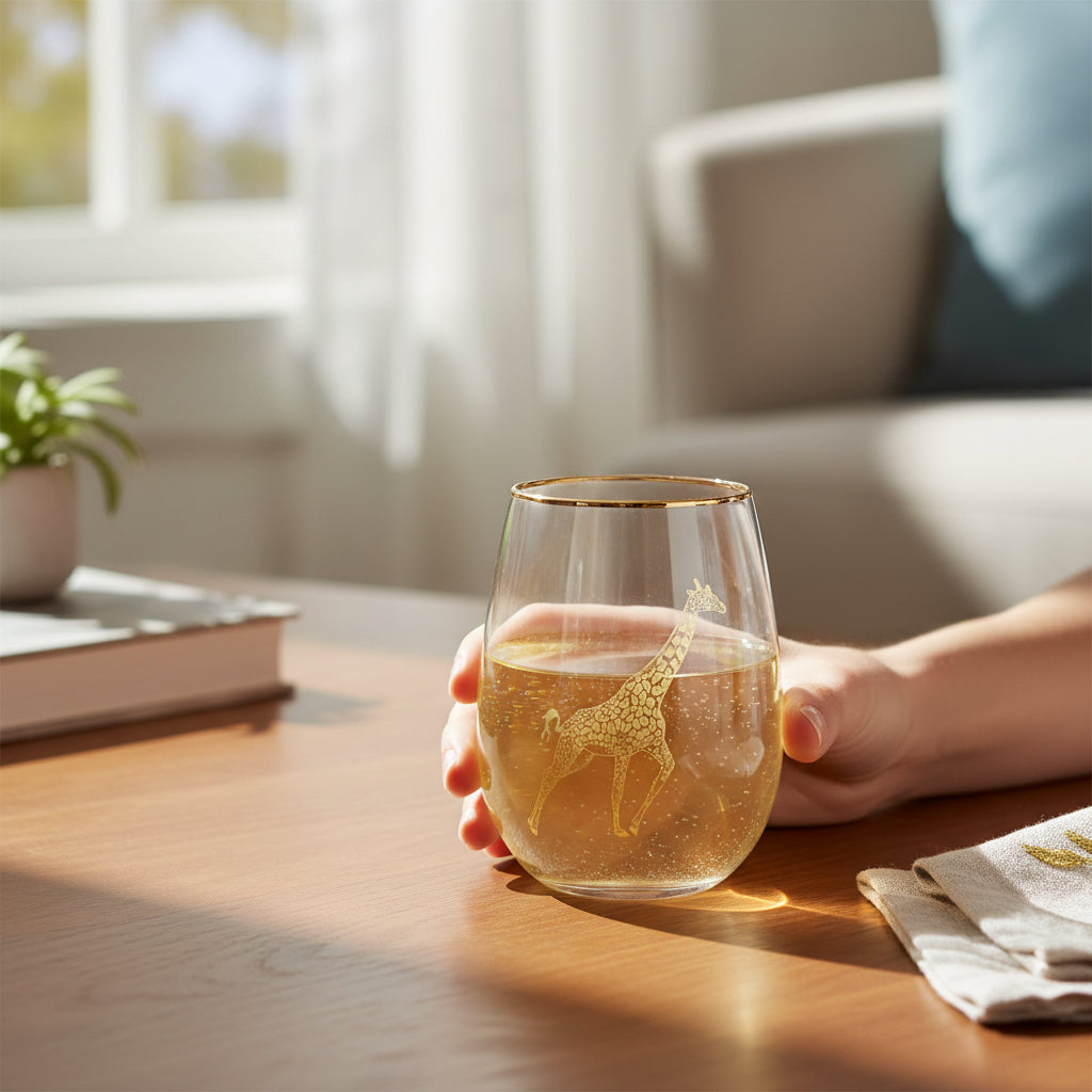 Nomi Gold Giraffe Curved Tumbler – 550ml House, Home & Garden