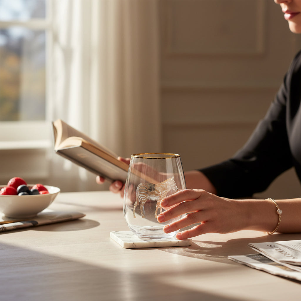 Nomi Gold Zebra Curved Tumbler – 550ml House, Home & Garden