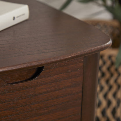 Norway Narrow Walnut Bedside Table Fishe and Lilly
