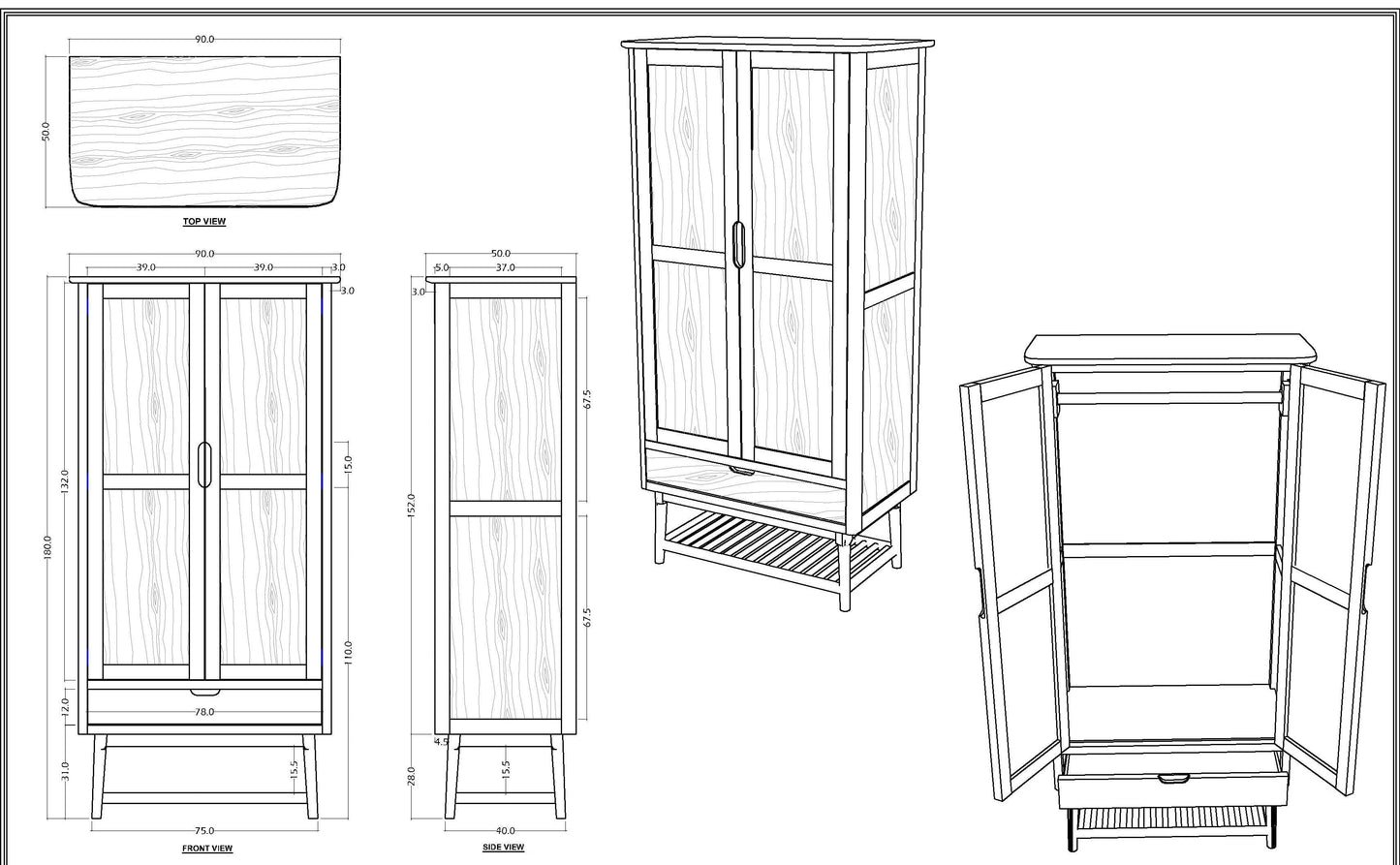 Norway Walnut Wardrobe Fishe and Lilly