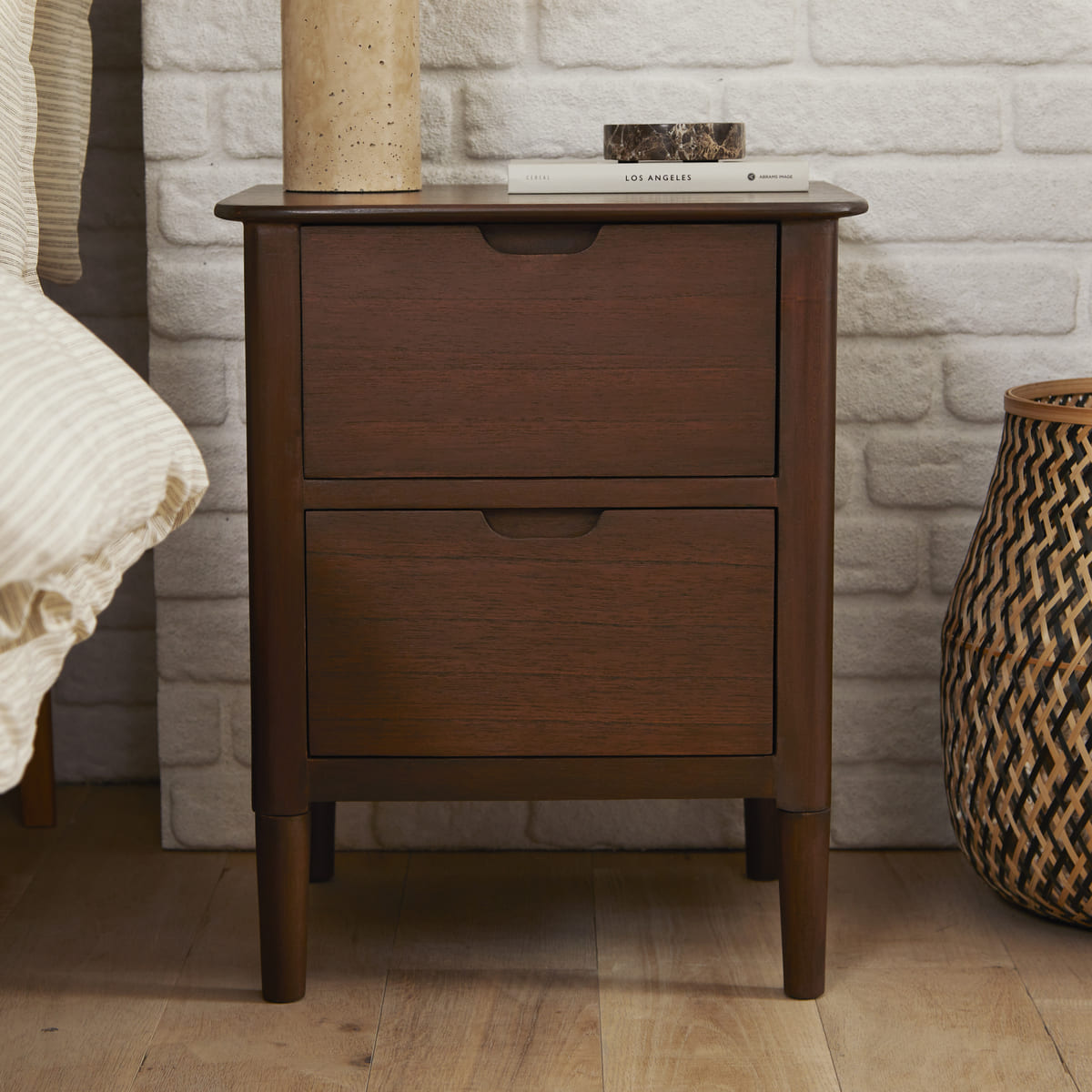 Norway Walnut Wooden Bedside Table Fishe and Lilly