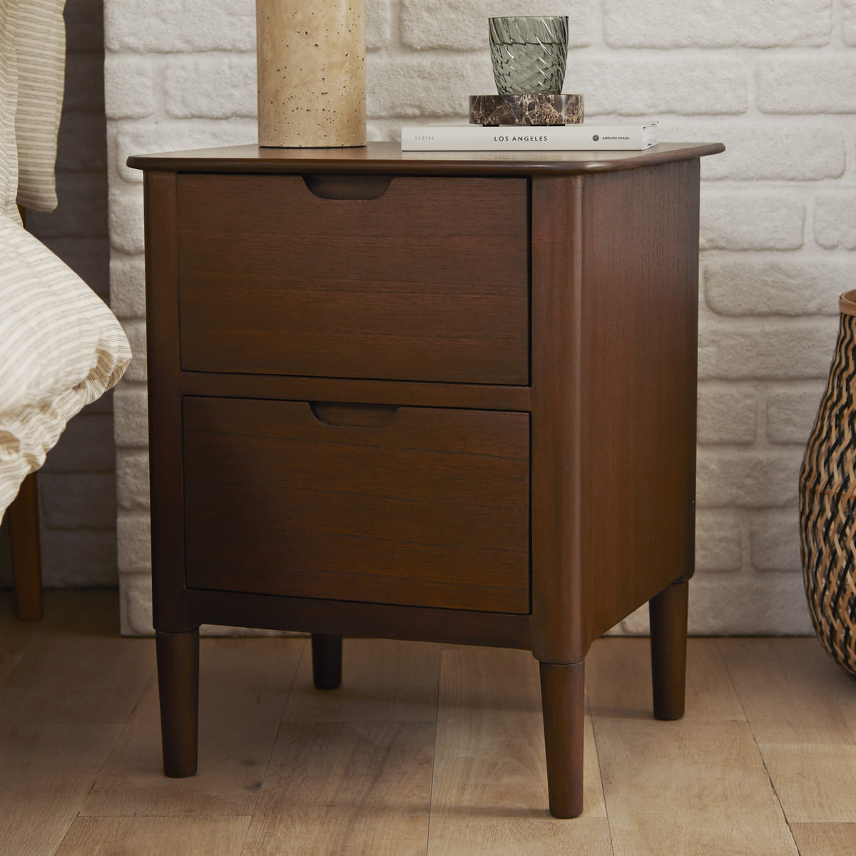 Norway Walnut Wooden Bedside Table Fishe and Lilly