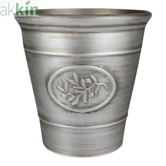 Olive Decorative Plant Pot 40cm - Silver AK Kin Garden Supplies