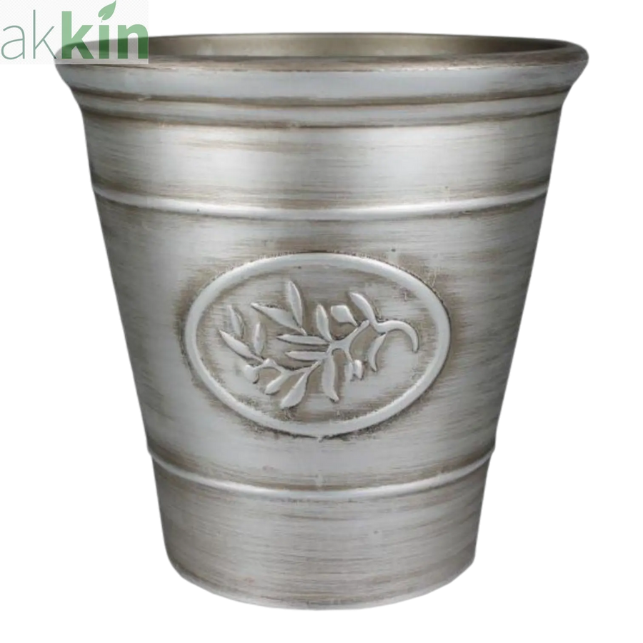 Olive Decorative Plant Pot 40cm - Silver AK Kin Garden Supplies