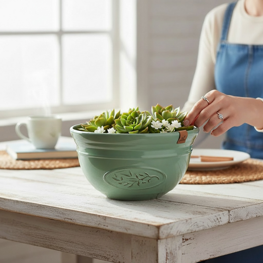 Olive Decorative Planter Bowl 30cm - Green AK Kin Garden Supplies