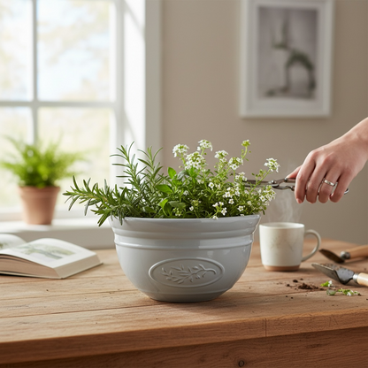 Olive Decorative Planter Bowl 30cm - Grey AK Kin Garden Supplies