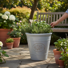 Decorative Olive Plant Pot 40cm Grey Round Plastic Planter for Indoor & Outdoor Use AK Kin Garden Supplies