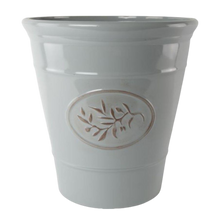 Decorative Olive Plant Pot 23cm Grey Round Plastic Planter for Indoor & Outdoor Use - AK Kin Garden Supplies