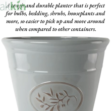 Olive Planter Round 55cm Drainage Holes Grey AK Kin Garden Supplies