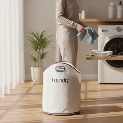 Oxford Laundry Bag – White with Purple Trim House, Home & Garden
